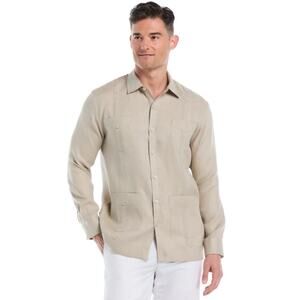 Cubavera 100% Linen Men's Long sleeve Guayabera shirt Island Fossil color XXL